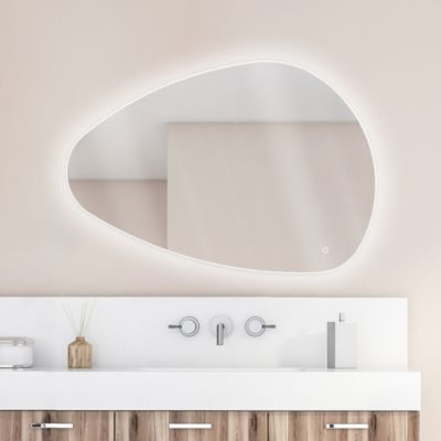 Miroir de salle de bains lumineux LED, l.70 x H.100 cm, argenté, MPGlass Stone