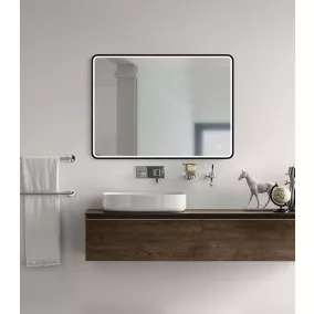Miroir de salle de bains lumineux LED noir 60 x 80 cm, MPGlass Lyon Chic