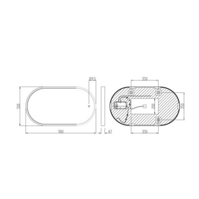 Miroir LED Ovale HOKO 50x90cm Avec Cadre Noir - Éclairage Réglable Froid/chaud - Anti-buée Pour Salle De Bain