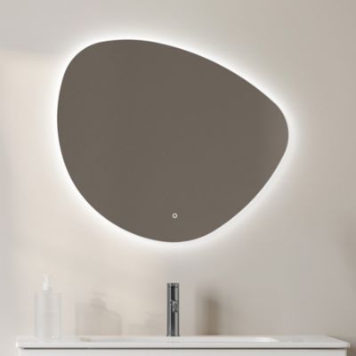 Miroir de salle de bains lumineux LED organique l.70 x H.80 cm, argenté, MPGlass Lumia
