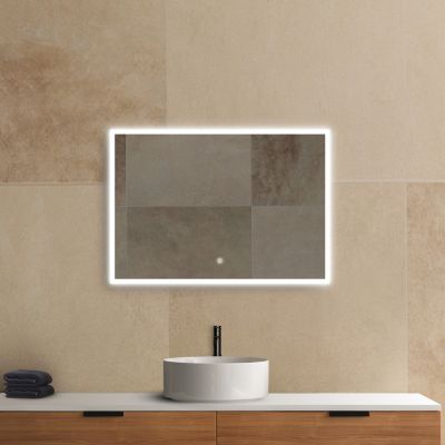 Miroir de salle de bains lumineux LED rectangulaire l. 100 x H. 70 cm MPGlass Bishop 2