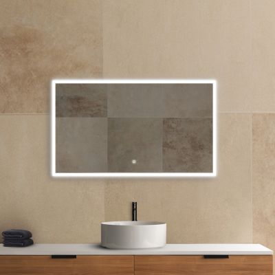 Miroir de salle de bains lumineux LED rectangulaire l. 120 x H. 70 cm MPGlass Bishop 2