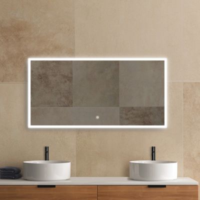Miroir de salle de bains lumineux LED rectangulaire l. 140 x H. 70 cm MPGlass Bishop 2