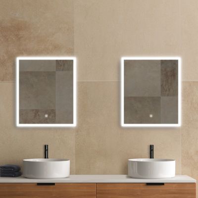 Miroir de salle de bains lumineux LED rectangulaire l. 60 x H. 70 cm MPGlass Bishop 2