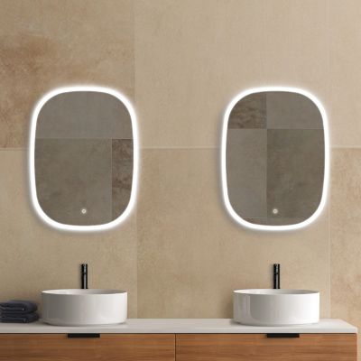 Miroir de salle de bains lumineux LED rectangulaire l. 60 x H. 80 cm MPGlass Bishop 2