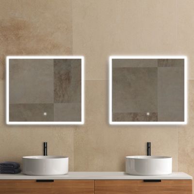 Miroir de salle de bains lumineux LED rectangulaire l. 80 x H. 70 cm MPGlass Bishop 2