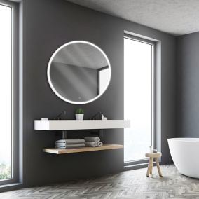 Miroir de salle de bains lumineux LED rond Ø100 cm, argenté, MPGlass Bishop