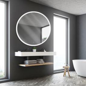 Miroir de salle de bains lumineux LED rond, Ø120 cm, argenté, MPGlass Bishop