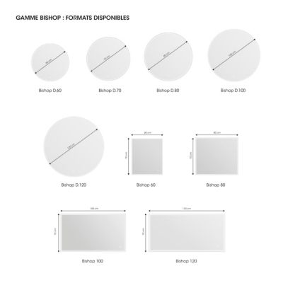 Miroir de salle de bains lumineux LED rond, Ø120 cm, argenté, MPGlass Bishop