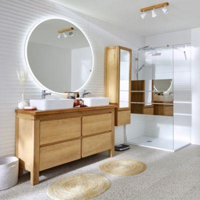 Miroir de salle de bains lumineux LED rond, Ø120 cm, argenté, MPGlass Bishop