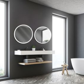 Miroir de salle de bains lumineux LED rond Ø70 cm, argenté, MPGlass Bishop