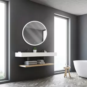 Miroir de salle de bains lumineux LED rond Ø80 cm, argenté, MPGlass Bishop