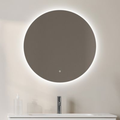 Miroir de salle de bains lumineux LED rond Ø80 cm, argenté, MPGlass Lumia