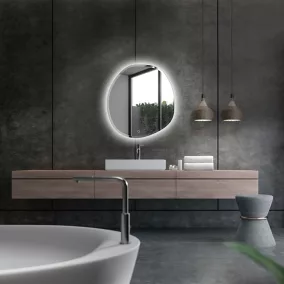 Miroir de salle de bains lumineux LED rond Ø80 cm, argenté, MPGlass Onde