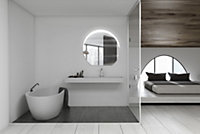 Miroir de salle de bains lumineux LED rond 95 x 100 cm, argenté, MPGlass Vague