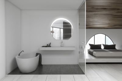 Miroir de salle de bains lumineux LED rond, Ø120 cm, argenté, MPGlass  Bishop
