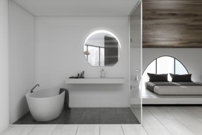 Miroir de salle de bains lumineux LED rond 95 x 100 cm, argenté, MPGlass Vague