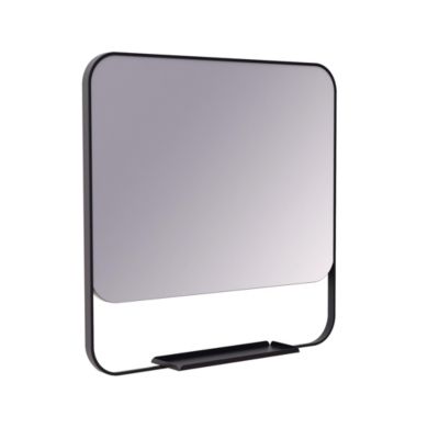 Miroir de salle de bains mural avec tablette 60.5 x 60.5 cm, noir, GoodHome Maza