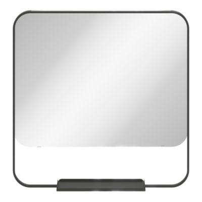 Miroir de salle de bains mural noir avec tablette l.60,5 x H.60,5 x P.12 cm, GoodHome Maza