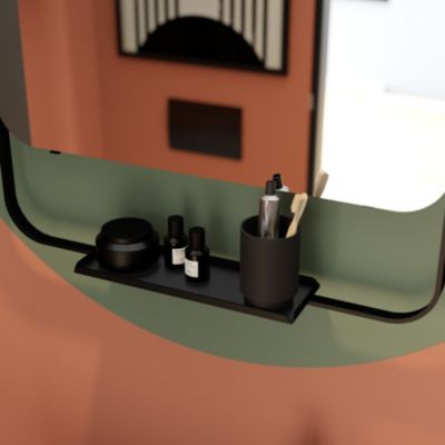 Miroir de salle de bains mural noir avec tablette l.60,5 x H.60,5 x P.12 cm, GoodHome Maza