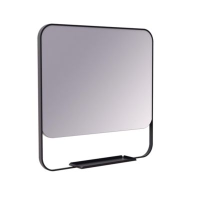 Miroir de salle de bains mural noir avec tablette l.60,5 x H.60,5 x P.12 cm, GoodHome Maza