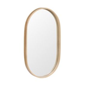 Miroir de salle de bains ovale 40x70 cm, placage chêne, Thiam