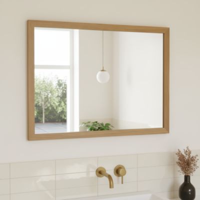Miroir de salle de bains placage chêne l.70 x L.100 x ép.1,6 cm, GoodHome Perma