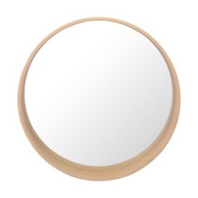 Miroir de salle de bains rond Ø.60 cm, placage chêne, Thiam