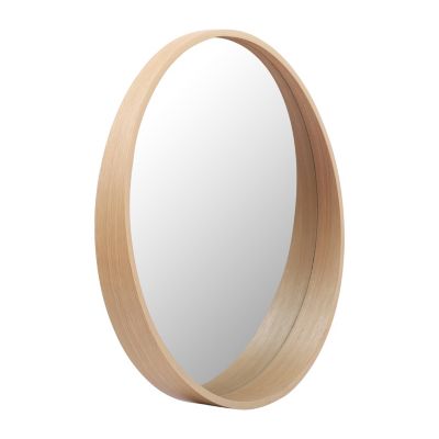 Miroir de salle de bains rond Ø.60 cm, placage chêne, Thiam