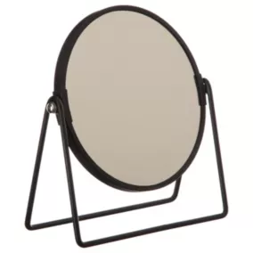 Miroir de salle de bains rond grossissant à poser diam. 17 cm, coloris noir, 5Five