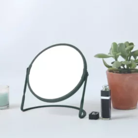 Miroir de salle de bains rond grossissant, orientable, à poser, vert, Akira Spirella