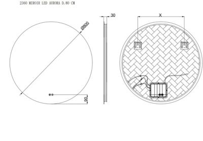 Miroir de salle de bains rond lumineux à LED Ø80 cm, MPGlass Aurora