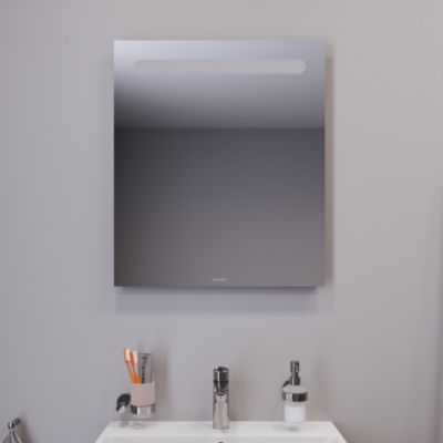 Miroir de toilette aluminium éclairage LED salle de bain, 70x60x15cm, DURAPOINT