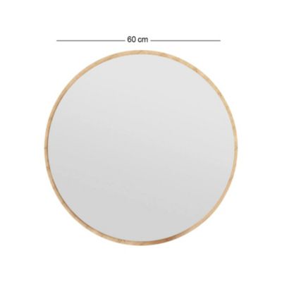 Miroir Dlucchin, Verre miroité, Objet d'ameublement mural, Décoration avec miroir, 60x2h60 cm, Chêne