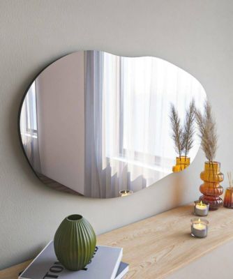 Miroir Dpecchi, Verre miroité, Objet d'ameublement mural, Décoration avec miroir, 52x2h89 cm, Noir