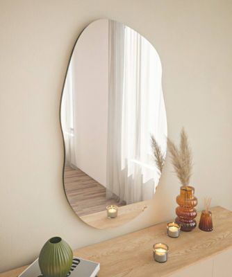 Miroir Dpecchi, Verre miroité, Objet d'ameublement mural, Décoration avec miroir, 52x2h89 cm, Noir