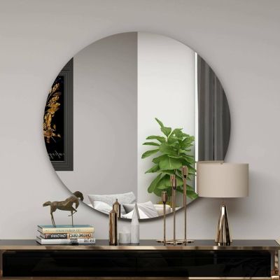 Miroir Dperell, Verre miroité, Objet d'ameublement mural, Décoration avec miroir, 70x2h70 cm, Noir