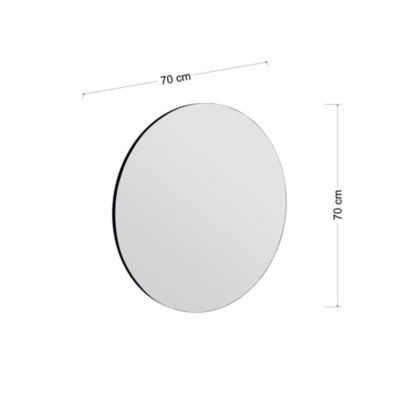 Miroir Dperell, Verre miroité, Objet d'ameublement mural, Décoration avec miroir, 70x2h70 cm, Noir