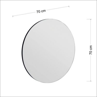 Miroir Dperell, Verre miroité, Objet d'ameublement mural, Décoration avec miroir, 70x2h70 cm, Noir
