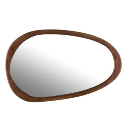 Miroir en forme de galet en bois de manguier L83 L  - BRUNO