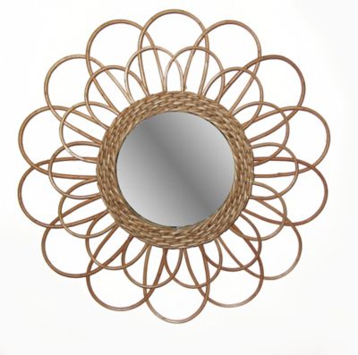 Miroir en rotin forme fleur rosasse Ø56 cm