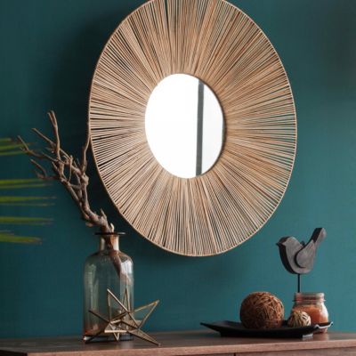 Miroir en rotin naturel 60 cm  Oviala