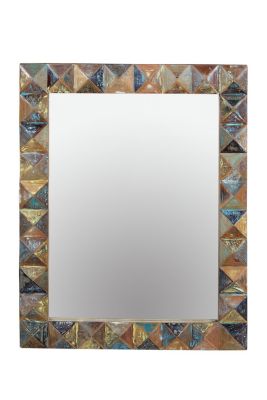Miroir exclusif en bois recyclé multicolore