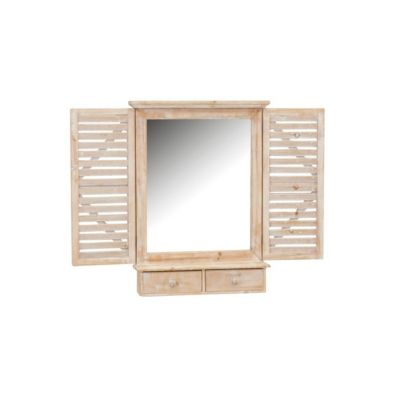 Miroir fenêtre en bois avec tiroirs