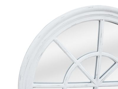 Miroir fenêtre en bois de paulownia - L. 80 x H. 120 cm - Blanc effet vieilli - MONTESQUIEU