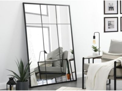 Miroir fenêtre industriel en fer - L.105 x H.150 cm - Noir - BELLAGIO