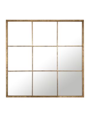 Miroir fenêtre 9 vues métal doré L.100 x l.100cm Emdedesign