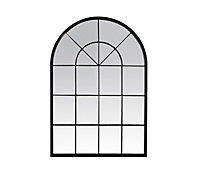 Miroir fenêtre style industriel L.93 x H.135 x P.8cm métal noir