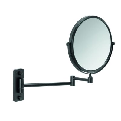 Miroir Grossissant Mural 3X, Noir Mat, Fixation Murale, Acier Inoxydable Et Verre, Pour Salle De Bain Et Coin Maquillage
