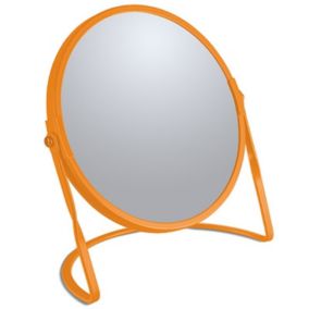 Miroir grossissant sur pied Acier AKIRA Orange mat Spirella